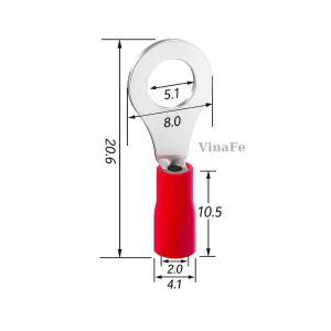 RV1.25-5 Đầu Cose Tròn 19A M5 Màu Đỏ
